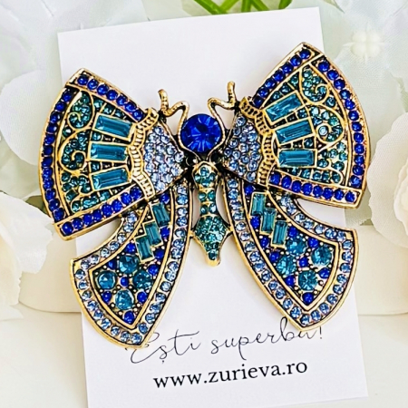 Brosa Statement Fluture Regal Albastru, Brosa Dama, Brose Elegante [6]