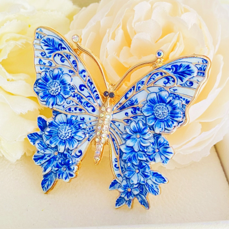 Brosa Fluture Alb Albastru, Brose Dama, Brose Mari Elegante [2]