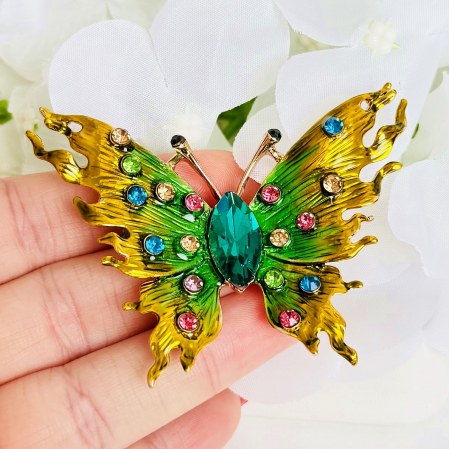 BROSE - Brosa Fluture Verde Auriu, Brosa Statement, Brose Femei