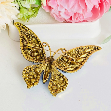 Brosa Fluture XXL Cristale Albastre, Brosa Dama Femei [5]