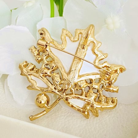 Brosa Frunza Cristale Mov, Brosa Dama Femei [9]