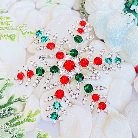Brosa Fulg Nea Cristale Rosii Verzi, Brose Craciun, Brosa Statement, Brose Femei [1]