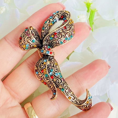 BROSE - Brosa Aurie Fundita Cristale Colorate, Brosa Dama Femei