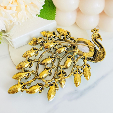 Brosa Paun Verde Smarald, Brose Statement, Bijuterii Femei [6]