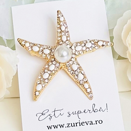 Brosa Stea de Mare Perle, Brosa Dama, Brose Elegante