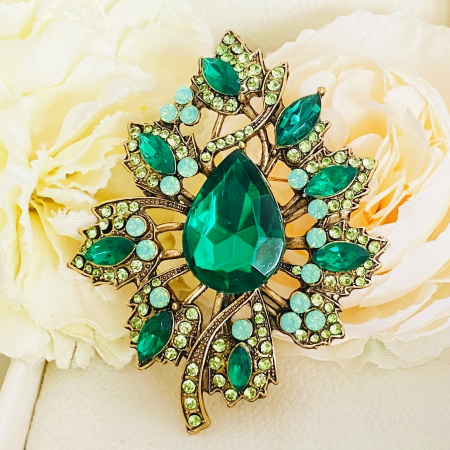 BROSE - Brosa Frunza Cristale Verzi, Brose Dama, Brose Mari Elegante