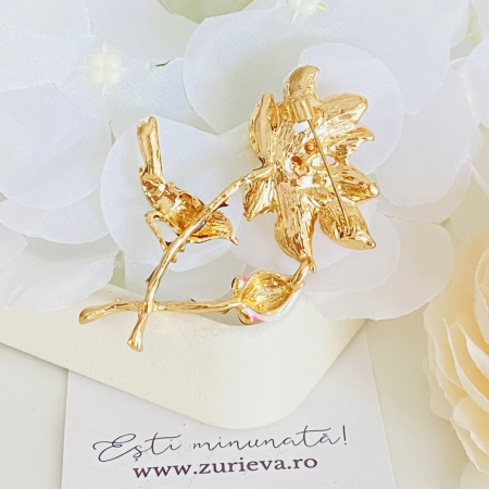 Brosa Floare Roz & Pasare, Brose Dama, Brose Elegante [5]