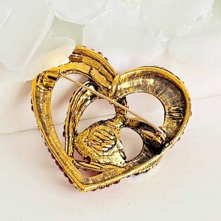 Brosa Inima Cristale Rosii, Brosa Statement, Brose Femei [5]