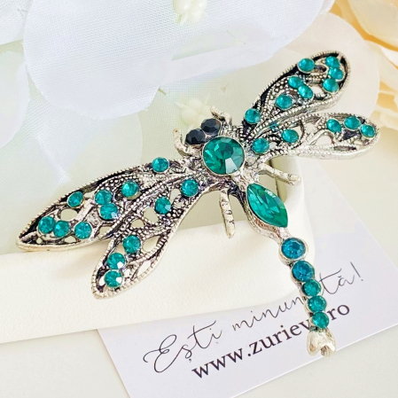 Brosa Libelula Argintie - Verde, Brose Dama, Brose Elegante [2]