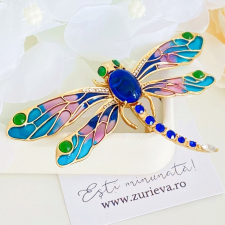 Brosa Libelula Albastru Multicolor, Brose Dama, Brose Elegante [3]