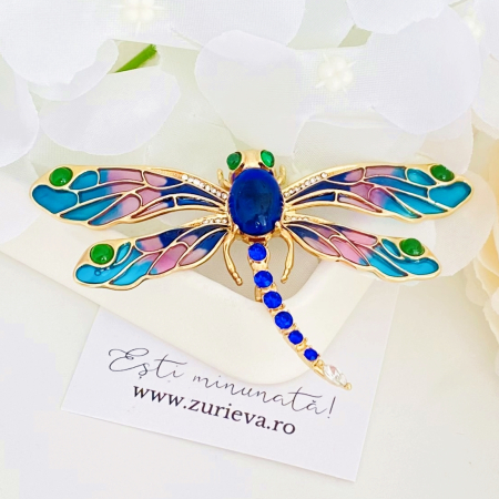 Brosa Libelula Albastru Multicolor, Brose Dama, Brose Elegante [2]