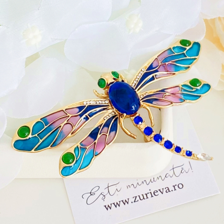 BROSE - Brosa Libelula Albastru Multicolor, Brose Dama, Brose Elegante