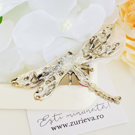 Brosa Libelula Argintie - Rosu, Brose Dama, Brose Elegante [5]