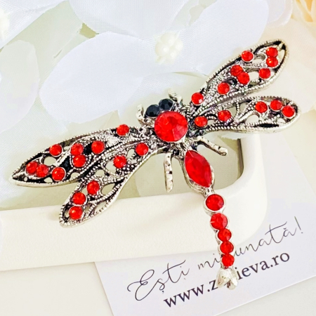 BROSE - Brosa Libelula Argintie - Rosu, Brose Dama, Brose Elegante