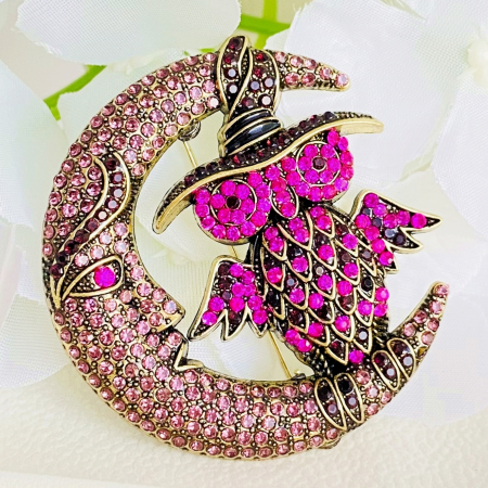 Brosa Bufnita Semiluna Mov, Brosa Dama Femei [6]