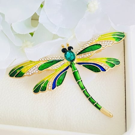 BIJUTERII - Brosa Libelula Verde, Brosa Dama Femei
