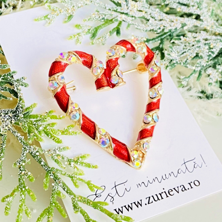 Brosa Inima Candy Cane, Brosa Statement, Brose Femei [7]
