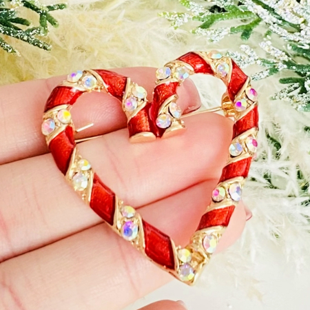 Brosa Inima Candy Cane, Brosa Statement, Brose Femei [2]