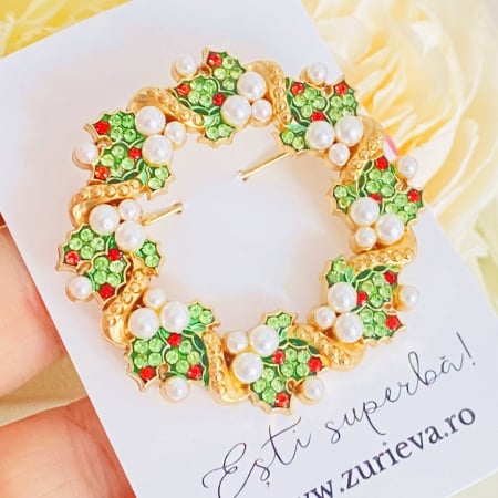 BIJUTERII - Brosa Coronita Perle, Brose Dama, Brose Elegante