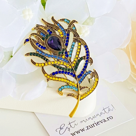 Brosa Pana Paun Colorata, Brose Dama, Brose Elegante [2]