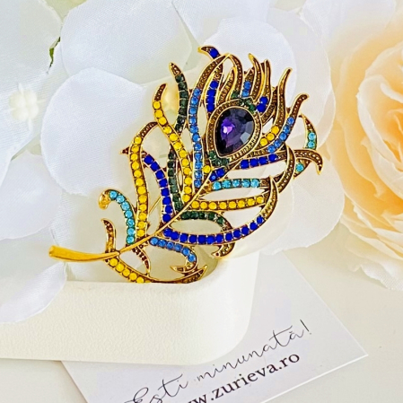 BROSE - Brosa Pana Paun Colorata, Brose Dama, Brose Elegante