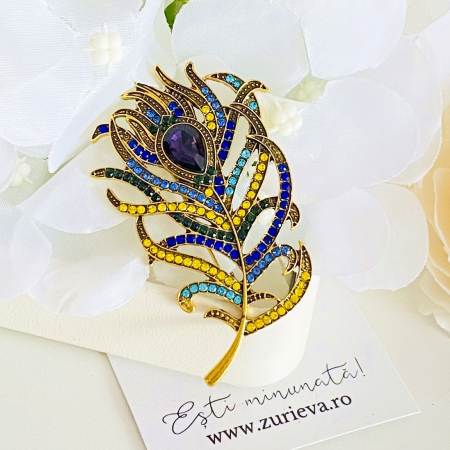 Brosa Pana Paun Colorata, Brose Dama, Brose Elegante [6]