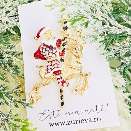 Brosa Mos Craciun & Ren Auriu, Brosa Statement, Brose Femei [4]