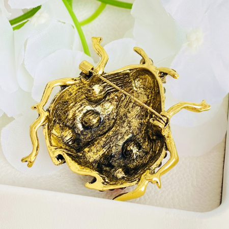 Brosa Buburuza Cristale Verzi, Brosa Dama Femei [6]