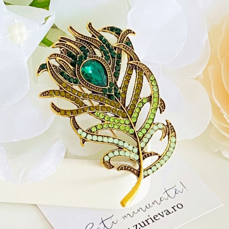Brosa Pana Paun Verde, Brose Dama, Brose Elegante [3]
