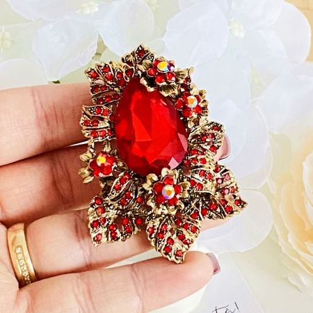 Brosa Cristale Rosii XL, Brose Dama, Brose Elegante [3]