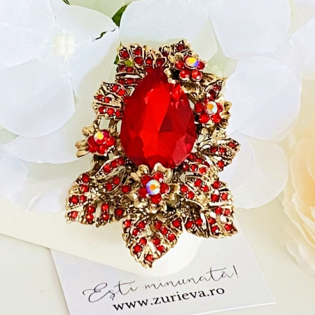 BROSE - Brosa Cristale Rosii XL, Brose Dama, Brose Elegante