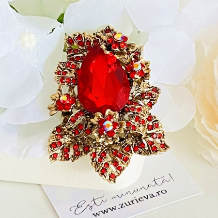 Brosa Cristale Rosii XL, Brose Dama, Brose Elegante [1]