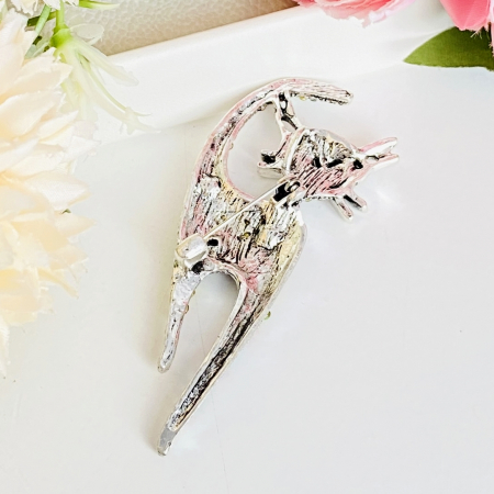 Brosa Pisica Argintie & Cristale Colorate, Brosa Dama Femei [4]