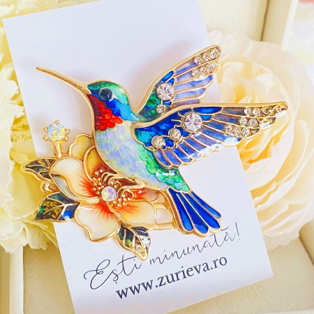 Brosa Pasare Colibri Colorata, Brose Dama, Brose Mari Elegante [4]