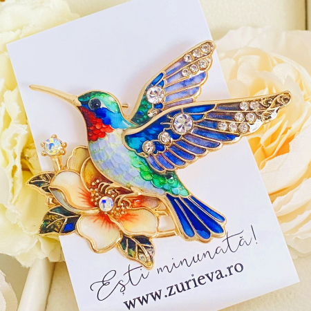 Brosa Pasare Colibri Colorata, Brose Dama, Brose Mari Elegante [2]