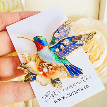 Brosa Pasare Colibri Colorata, Brose Dama, Brose Mari Elegante [7]