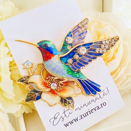 BIJUTERII - Brosa Pasare Colibri Colorata, Brose Dama, Brose Mari Elegante