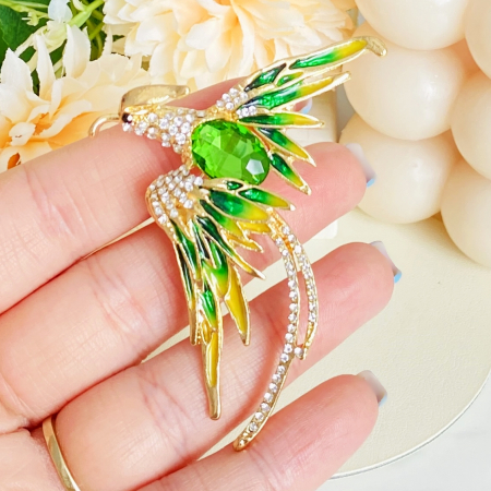 Brosa Pasare Phoenix Verde, Brosa Statement, Brose Femei [4]