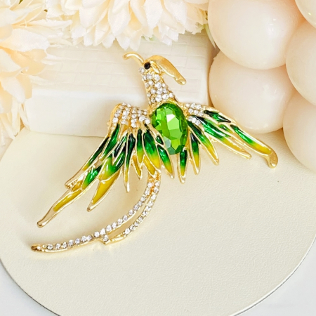 Brosa Pasare Phoenix Verde, Brosa Statement, Brose Femei [5]