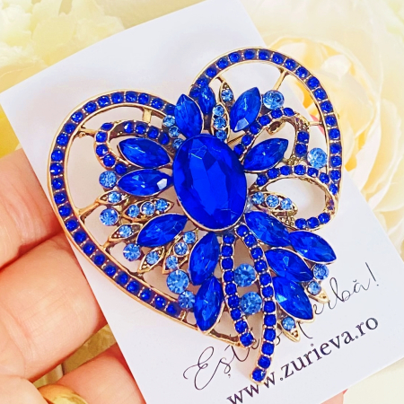 Brosa Inima Floare Albastra, Brose Dama, Brose Mari Elegante [2]