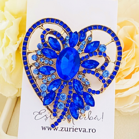 BROSE - Brosa Inima Floare Albastra, Brose Dama, Brose Mari Elegante