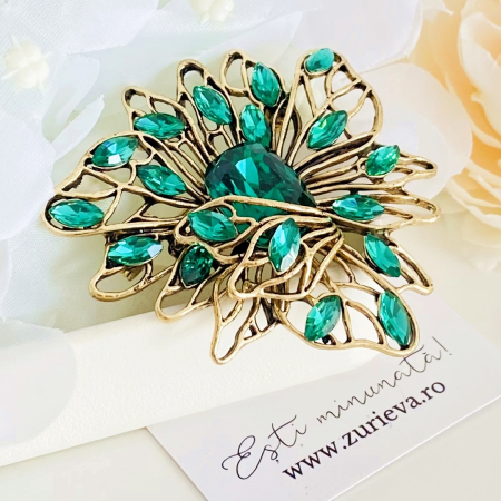 Brosa Cristale Verde Smarald, Brose Dama, Brose Elegante [4]