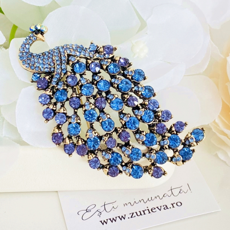 BROSE - Brosa Paun Cristale Albastre, Brose Dama, Brose Elegante