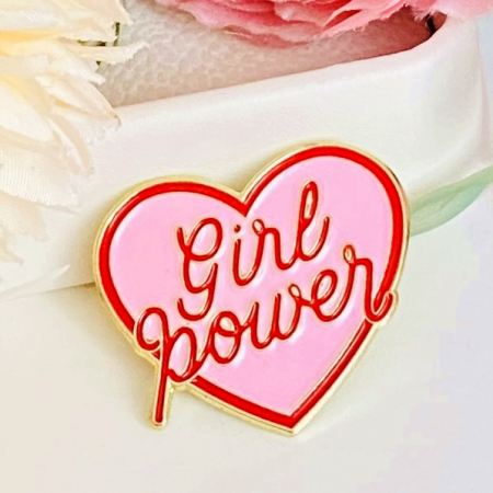 Brosa Pin Inima Roz Girl Power, Brosa Dama Femei