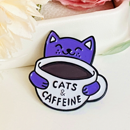 Brosa Pin Pisica & Cafea, Brosa Dama Femei [1]