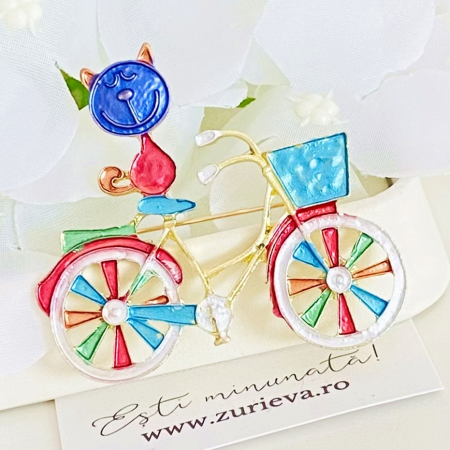 Brosa Pisica pe Bicicleta, Brose Dama, Brose Elegante [4]