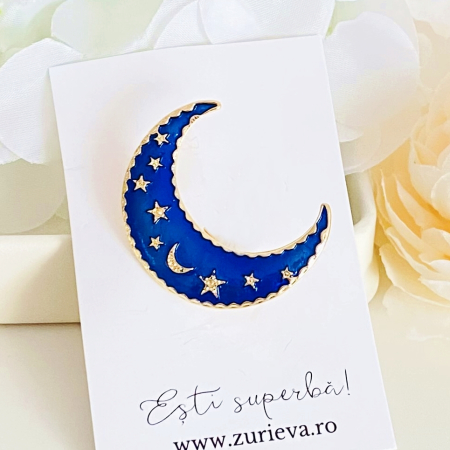 Brosa Semiluna Albastra, Brose Dama, Brose Elegante [4]