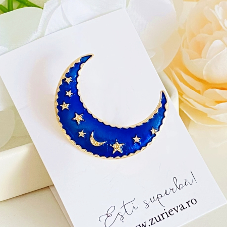 Brosa Semiluna Albastra, Brose Dama, Brose Elegante [1]