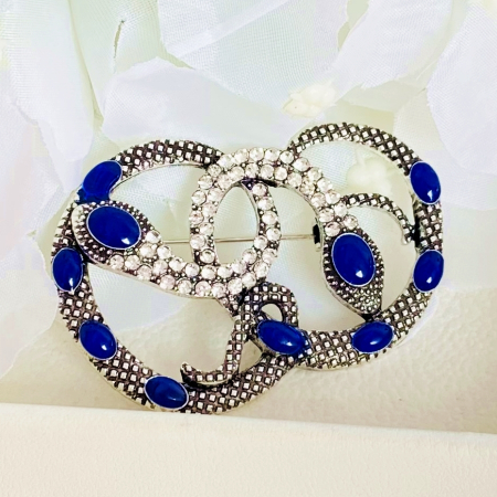 Brosa Serpi Cristale Albastre, Brosa Dama Femei [3]