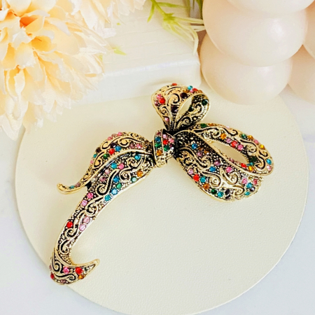 Brosa Aurie Fundita Cristale Colorate, Brosa Dama Femei [4]